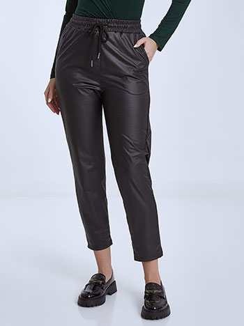 Leather effect trousers in black