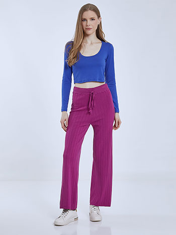 Knitted ribbed wide leg trousers in purple, 19.99€