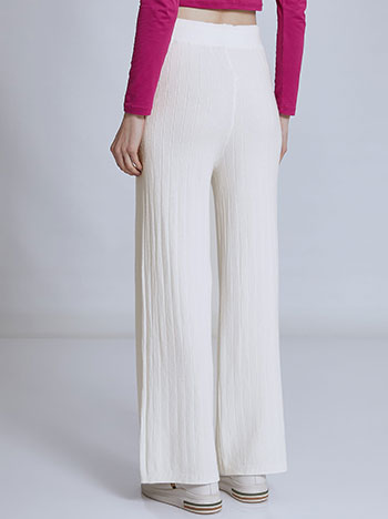 Knitted ribbed wide leg trousers in off white, 12.99€