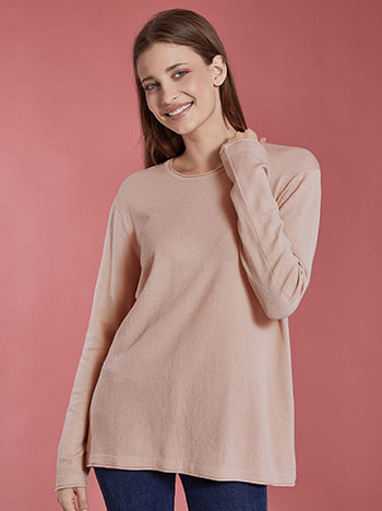 Sweater with scoop neckline in peach