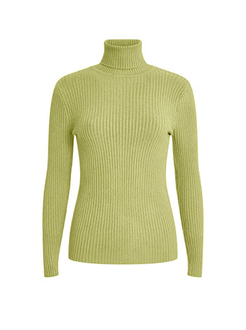 Ribbed soft touch turtleneck in light green Celestino