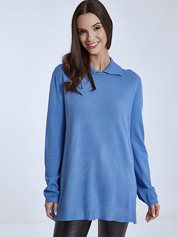Μπλούζες/Πουλόβερ Μακρύ πουλόβερ με κλασικό γιακά WQ7975.4092+4