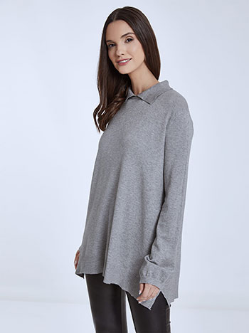 Μπλούζες/Πουλόβερ Μακρύ πουλόβερ με κλασικό γιακά WQ7975.4092+2