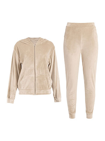 Tan hot sale velour tracksuit