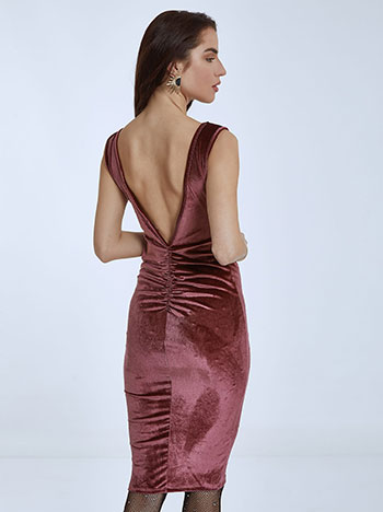 Φορέματα/Midi Βελούδινο φόρεμα με ανοιχτή πλάτη WQ8744.8001+4
