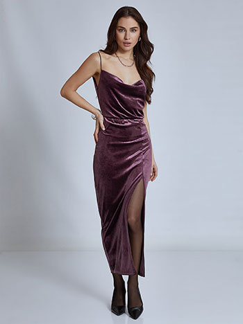 Φορέματα/Midi Βελούδινο φόρεμα με άνοιγμα στο πλάι WQ8885.8001+5