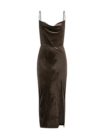 Midi velvet dress with side slit in brown 14.99 Celestino