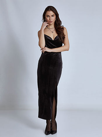 Φορέματα/Maxi Βελούδινο φόρεμα με άνοιγμα στο πλάι WQ8885.8001+2