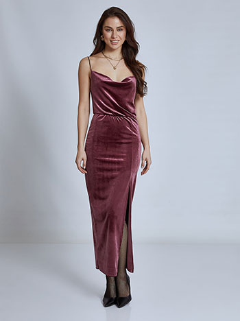 Φορέματα/Maxi Βελούδινο φόρεμα με άνοιγμα στο πλάι WQ8885.8001+4