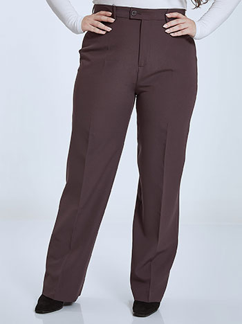 High waist trousers with loops on the waist in dark purple