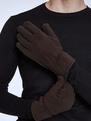 Men s fleece gloves in dark brown