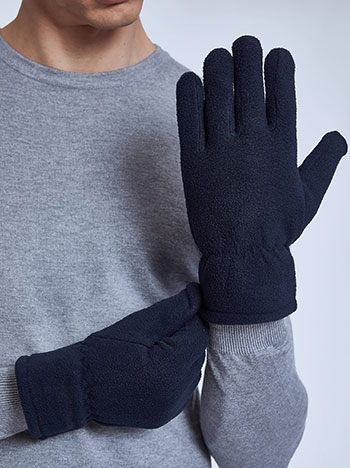 Men s fleece gloves in dark blue