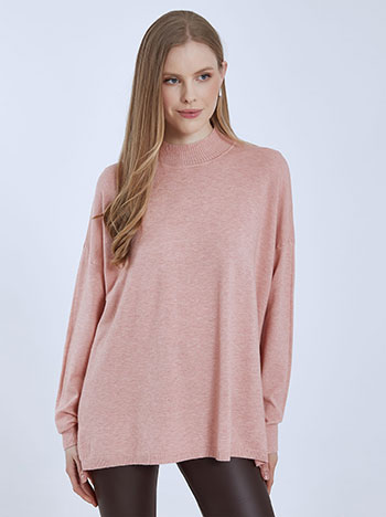 Sweater with side slits in pink