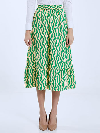Printed midi skirt in green