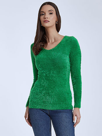 Μπλούζες/Πουλόβερ Χνουδωτό πουλόβερ με V λαιμόκοψη WQ9875.4611+5