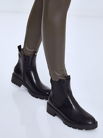 Leather effect ankle boots in black