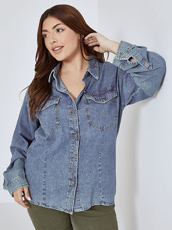 Overshirt jeans in light blue