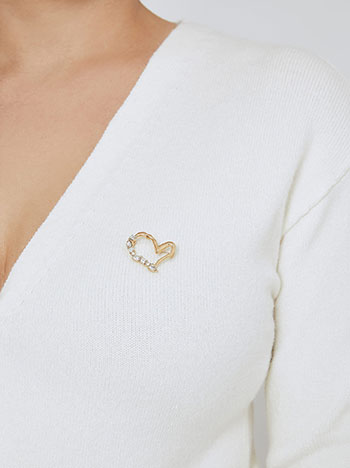 Pin heart with strass in gold