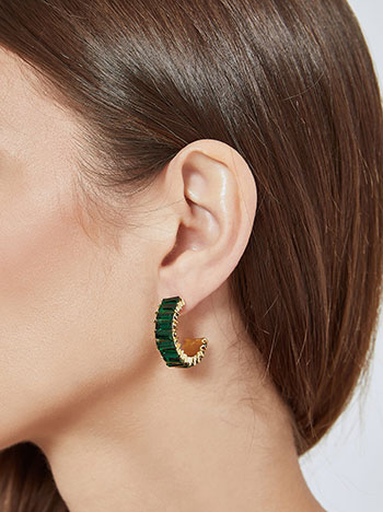 Earrings with strass stones in dark green