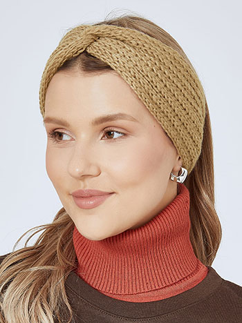 Headband with knot in camel