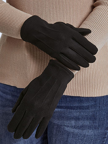 Gloves monochrome fleece in black