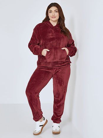 Tracksuit set fleece in wine red