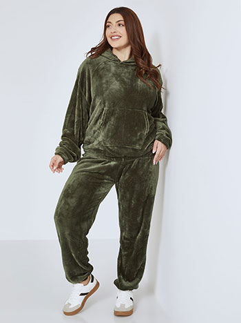 Tracksuit set fleece in khaki