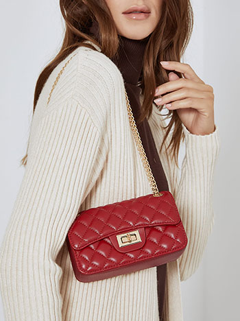 Bag small quilted with chain in red