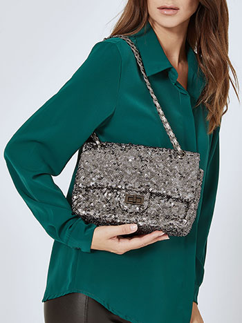 Bag with sequins in silver