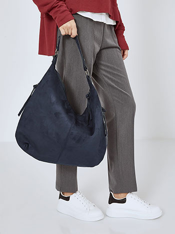 Bag monochrome suede like in dark blue