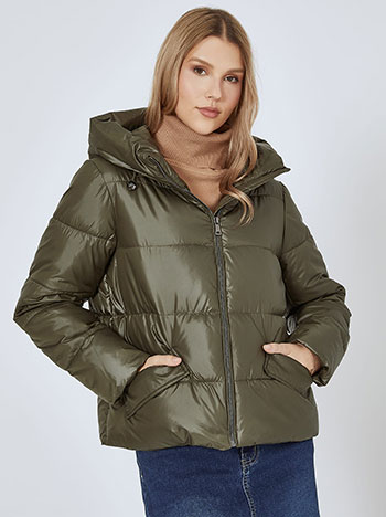 Jacket puffer monochrome in khaki