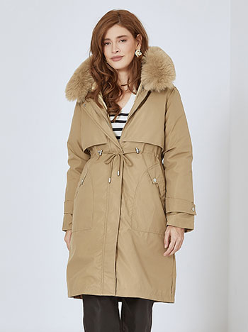 Jacket trench coat with detachable lining in beige