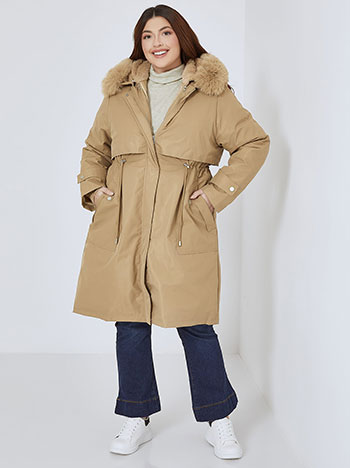 Jacket trench coat with detachable lining in beige