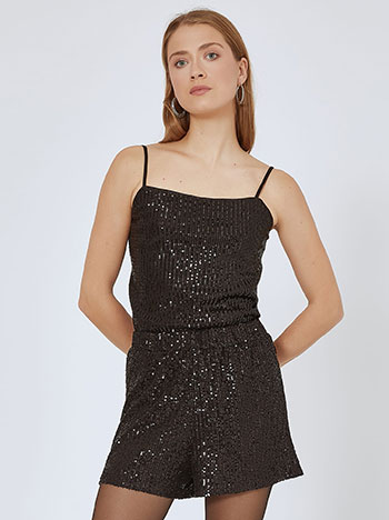 Shorts with sequins in black