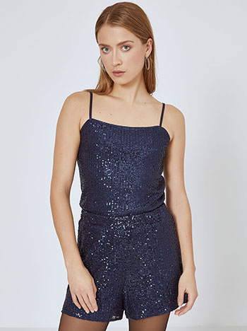 Shorts with sequins in dark blue