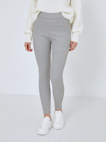 Leggings ribbed with fleece lining in light grey