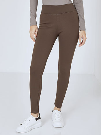 Leggings with fleece lining in dark brown