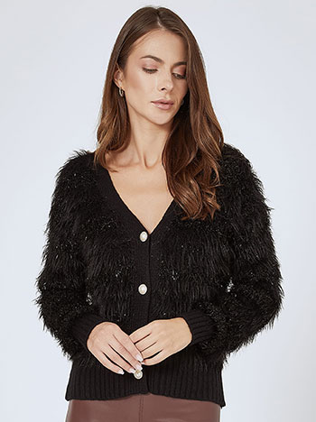 Cardigan fluffy in black