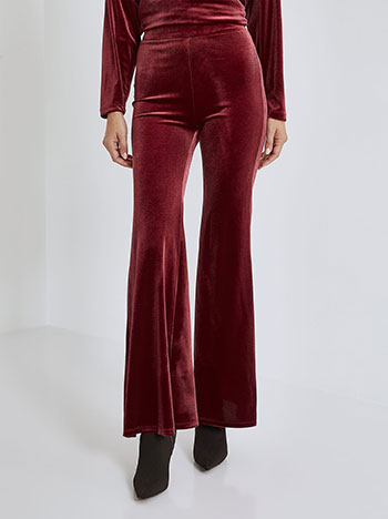 Flare trousers velvet in wine red