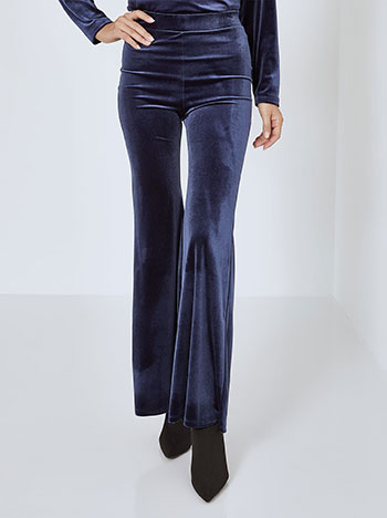 Flare trousers velvet in dark blue