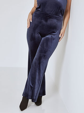 Flare trousers velvet in dark blue