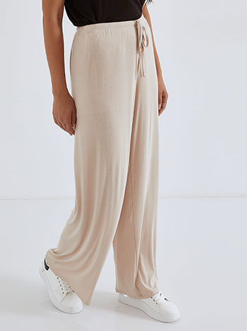 Wide leg trousers with bamboo in beige