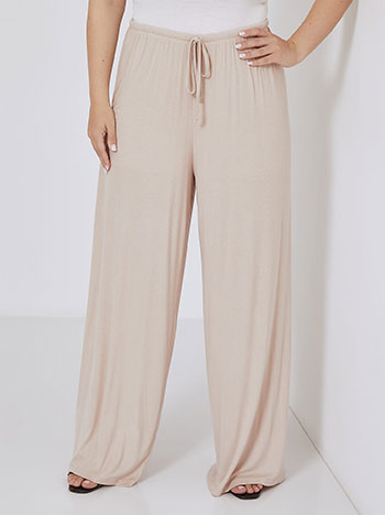 Wide leg trousers with bamboo in beige