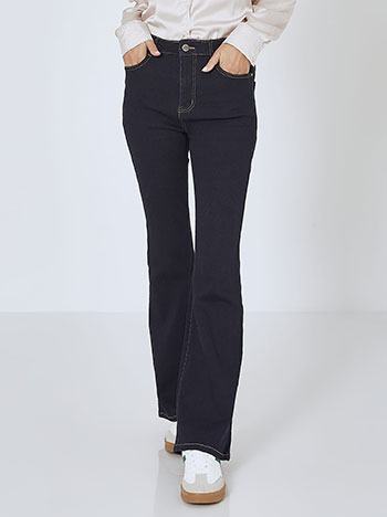 Flare jeans with cotton in dark blue