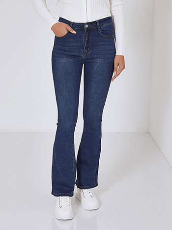 Jeans flare with cotton in dark blue