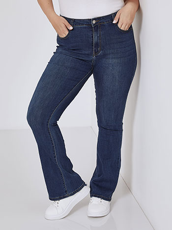 Jeans flare with cotton in dark blue