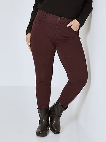 Trousers monochrome with cotton in burgundy