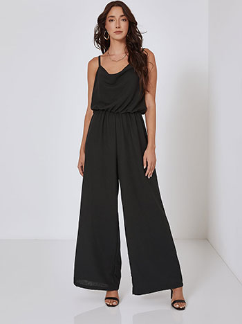 Draped jumpsuit in black