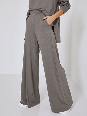 Wide leg trousers with elastic waistband in grey