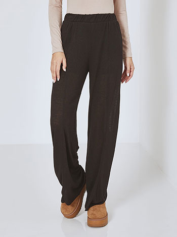 Wide leg trousers fine knit in black